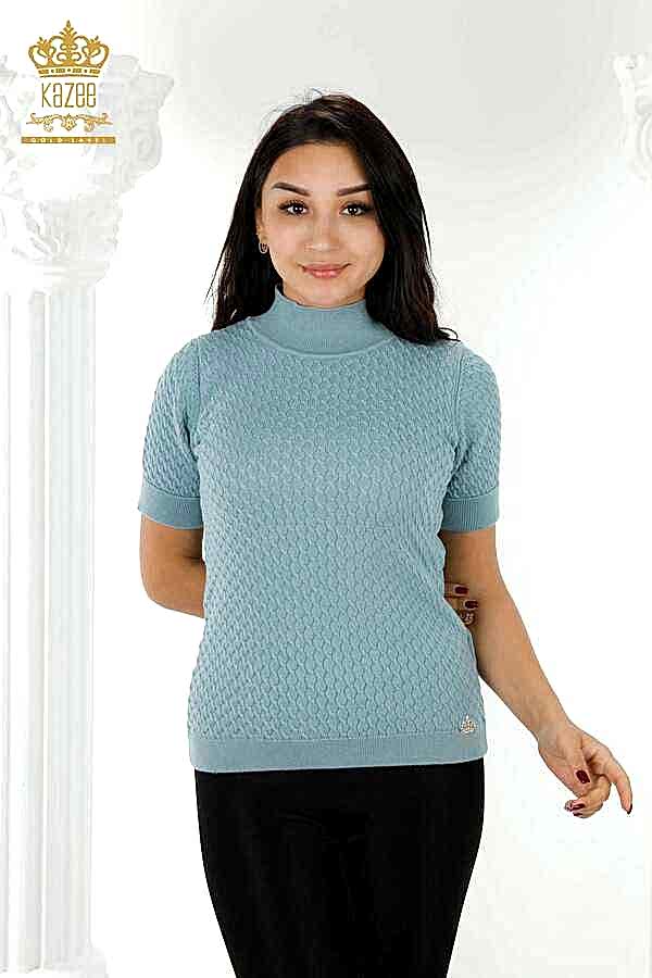 Reel Tekstil - 14GG Corespun Üretilen Triko Dik Yaka Kadın Giyim Üreticisi - 30119 | Reel Tekstil
