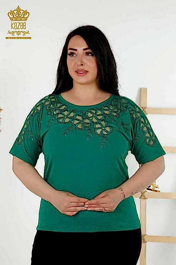 Reel Tekstil - Viskon Kumaş İle Üretilen Bluz Kısa Kol Kadın Giyim - 79049 | Reel Tekstil